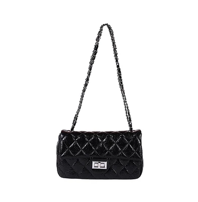 Women's The Quilted-Chainlink Sling Bag - Onyx Black