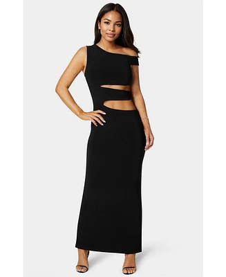 Bebe Women's Asymmetrical Cutout Maxi Dress