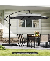 Offset Hanging Patio Umbrella with Base Infinite Tilt for Outdoor Shade