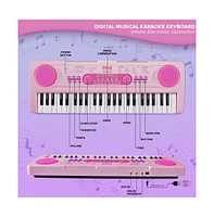 Pyle Kids Pink 49-Key Light-Up Karaoke Piano Keyboard with Mic - PKBRD4912PK