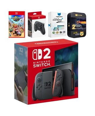 Nintendo Switch 2 Console With Mario Kart World Pro Controller Mightyskins Code 2 Cps Year Extended Warranty
