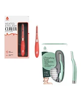 Pursonic Beauty Duo Bundle – Heated Eyelash Curler with Comb + Precision Dermaplaning Hair Remover Tool for Flawless Lashes and Smooth Skin
