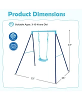 Slickblue Kids Outdoor Heavy Duty Metal Swing Set with Stand