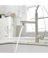 Greenspring Single-Handle Pull-Down Sprayer 2 Spray High Arc Kitchen Faucet With Deck Plate Brushed Nickel