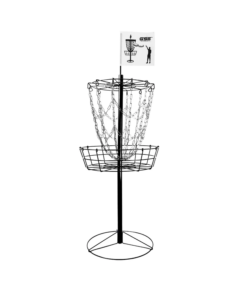 Portable 12-Chain,Disc Golf Targets Basket, Metal Flying Disc Practice Basket(Black/Blue/Orange/Red)