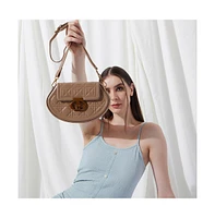 Women's The Quilted Curve Sling Bag - Camel Brown
