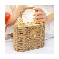 Women's The Straw-Lunea Hand Bag - Khaki Brown