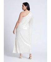 Eloquii Plus One Shoulder Dramatic Sleeve Dress