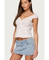 Edikted Women's Dolsy Plaid Button Up Top