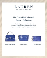 Lauren Ralph Crocodile-Embossed Leather Small Farrah Satchel