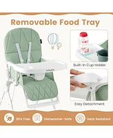 Slickblue Toddler Easy Clean Compact Highchair with Removable Adjustable Tray and Pu Seat Cushion