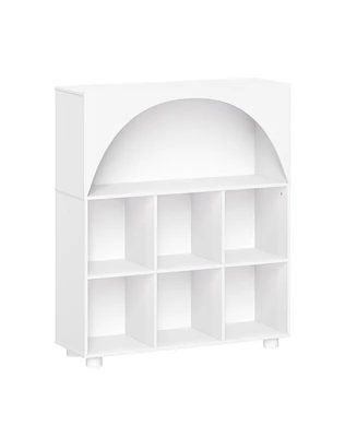 Sourcing Solutions Arched 34" Solid Wood 6 Cubby Entryway Shoe Rack Storage Organizer Cabinet