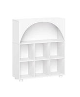 Sourcing Solutions Arched 34" Solid Wood 6 Cubby Entryway Shoe Rack Storage Organizer Cabinet