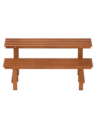 2-Tier Wood Plant Stand Ladder Plant Shelf for Indoor Outdoor