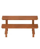 2-Tier Wood Plant Stand Ladder Plant Shelf for Indoor Outdoor