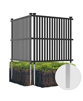 Slickblue Air Conditioner Fence Panel with Metal Ground Stakes for Outside