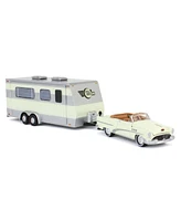 1/64 1953 Buick Super with Camper Trailer White, Johnny Lightning
