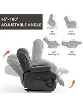 Casainc Dual Motor Infinite Position Up to 350 Lbs Electric Medium size Leatheraire Power Lift Recliner Chair with 8-Point Vibration Massage and Lumba