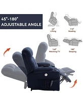 Dual Motor Infinite Position Up to 350 Lbs Chenille Power Lift Recliner Chair, Heavy Duty Motion Mechanism with 8-Point Vibration Massage and Lumbar H