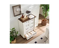 7 Drawer Bathrooom Cabinet Chest with Wooden Base and Riser Trim