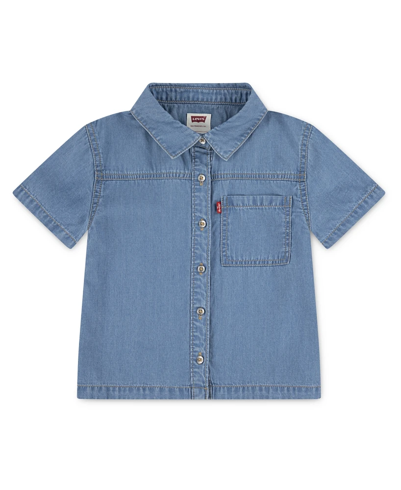 Levi's Big Girls Short Sleeve Denim Shirt
