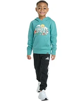 adidas Toddler & Little Boys Long-Sleeve Graphic Fleece Pullover Hoodie Jogger Pants, 2 Piece Set