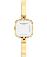 Movado Women's Museum Cushion Swiss Quartz Yellow Pvd Steel Bangle Watch, 21.50mm