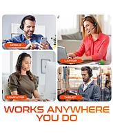 Delton 35X Noise Cancelling 2-Earpiece Computer Headset w/ Auto Pairing Usb Dongle and Charging Dock