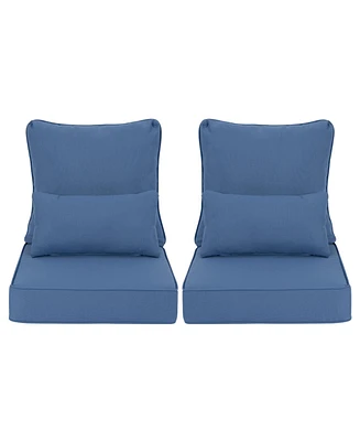 Aoodor 24'' x Outdoor Deep Seat Chair Cushion Set, Olefin Fabric Slipcovers with Sponge Foam (Set of 2 Seats, Backs, Lumbar Pillows)