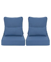 Aoodor 24'' x Outdoor Deep Seat Chair Cushion Set, Olefin Fabric Slipcovers with Sponge Foam (Set of 2 Seats, Backs, Lumbar Pillows)