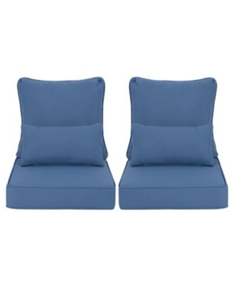 Aoodor 24 X 24 Outdoor Deep Seat Chair Cushion Set Olefin Fabric Slipcovers With Sponge Foam Set Of 2 Seats 2 Backs 2 Lumbar Pillows