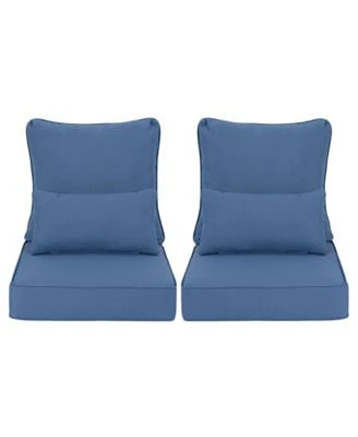 Aoodor 24 X 24 Outdoor Deep Seat Chair Cushion Set Olefin Fabric Slipcovers With Sponge Foam Set Of 2 Seats 2 Backs 2 Lumbar Pillows
