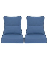 Aoodor 24 X 24 Outdoor Deep Seat Chair Cushion Set Olefin Fabric Slipcovers With Sponge Foam Set Of 2 Seats 2 Backs 2 Lumbar Pillows