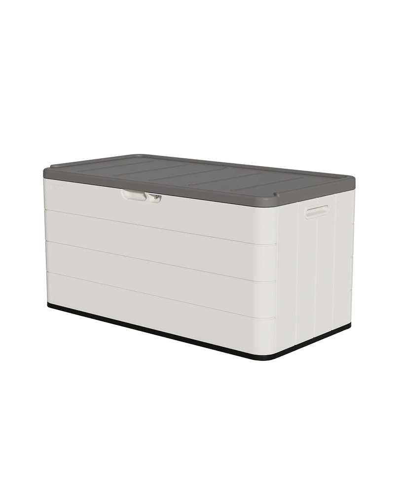 110 Gal. Resin Outdoor Storage Cabinet,Garden Tool Box with Lockable Lid in White