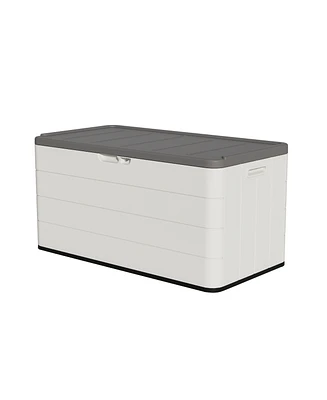110 Gal. Resin Outdoor Storage Cabinet,Garden Tool Box with Lockable Lid in White