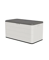 110 Gal. Resin Outdoor Storage Cabinet,Garden Tool Box with Lockable Lid in White