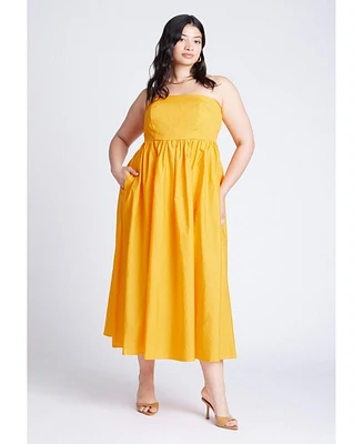 Eloquii Women's Plus Poplin Fit And Flare Maxi Dress