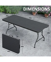 Sugift 6ft Rectangular Folding Table Fold-in-Half Long Party Table Collapsible Portable Table