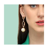 Sohi Women's White Snowball Chain Drop Earrings