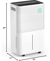 Cowar 45-Pint Dehumidifier for Home, Basement & Large Rooms, White, Auto/Manual Drain, 3 Modes, Auto Defrost, Dry Clothes, 12H Timer