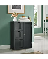Volenca Bathroom Floor Cabinet Side Storage with 3 Drawers and 1 Cupboard