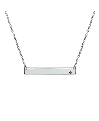 Bling Jewelry Horizontal Sideway Inspirational Flat Bar Name Plated Pendant Necklace .925 Sterling Silver Crystal Accent