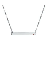 Bling Jewelry Horizontal Sideway Inspirational Flat Bar Name Plated Pendant Necklace .925 Sterling Silver Crystal Accent