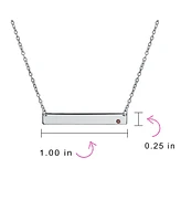Bling Jewelry Horizontal Sideway Inspirational Flat Bar Name Plated Pendant Necklace .925 Sterling Silver Crystal Accent