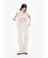 Nocturne Women's Floral Embroidered Detailed Vest