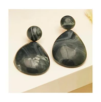 Sohi Women's Grey Textured Teardrop Earrings