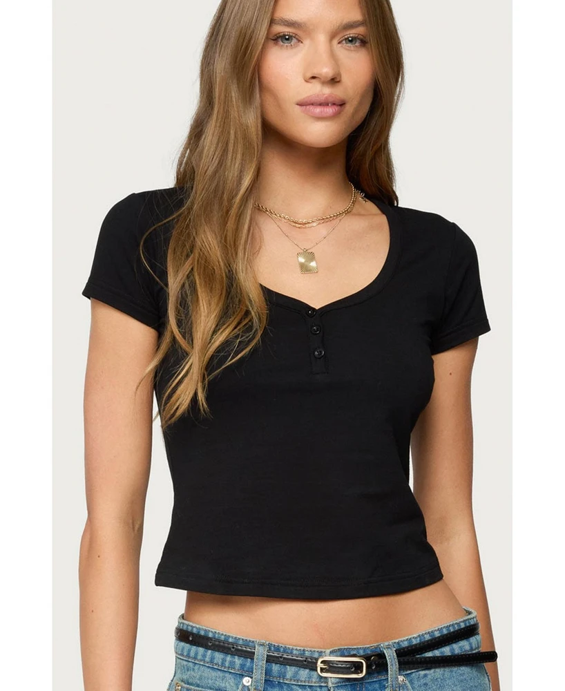 Edikted Women's Katerina Henley T Shirt