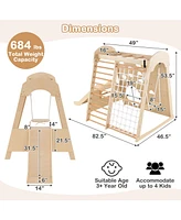 8-in-1 Indoor Jungle Gym Wooden Playground with Swing and Climbing Wall