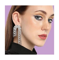 Sohi Women's White Bling Drop Earrings