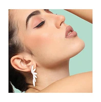 Sohi Women's White Wing Drop Earrings